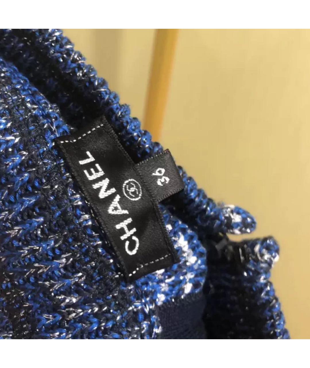 CHANEL Синяя твидовая юбка мини, фото 8