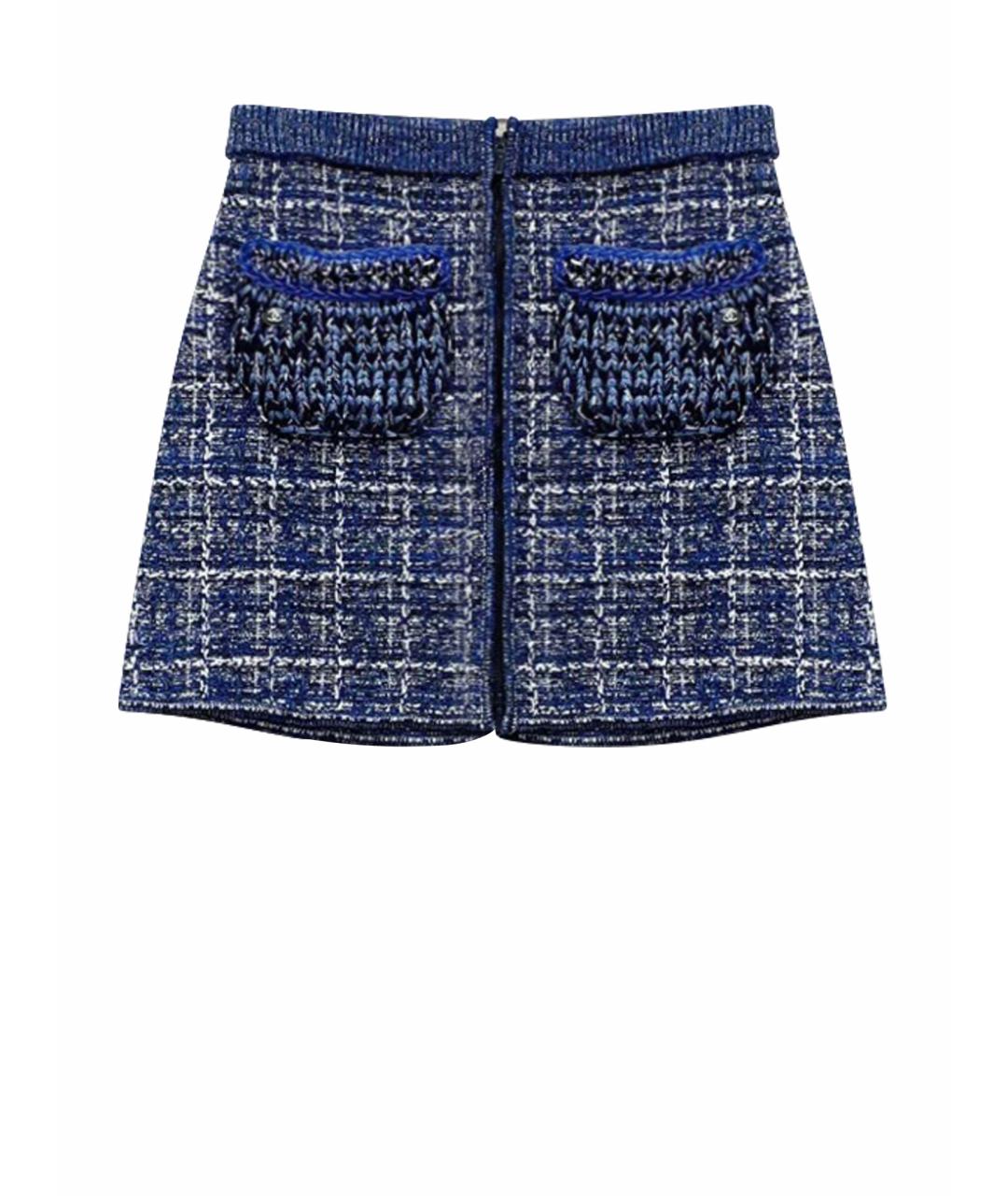 CHANEL Синяя твидовая юбка мини, фото 1