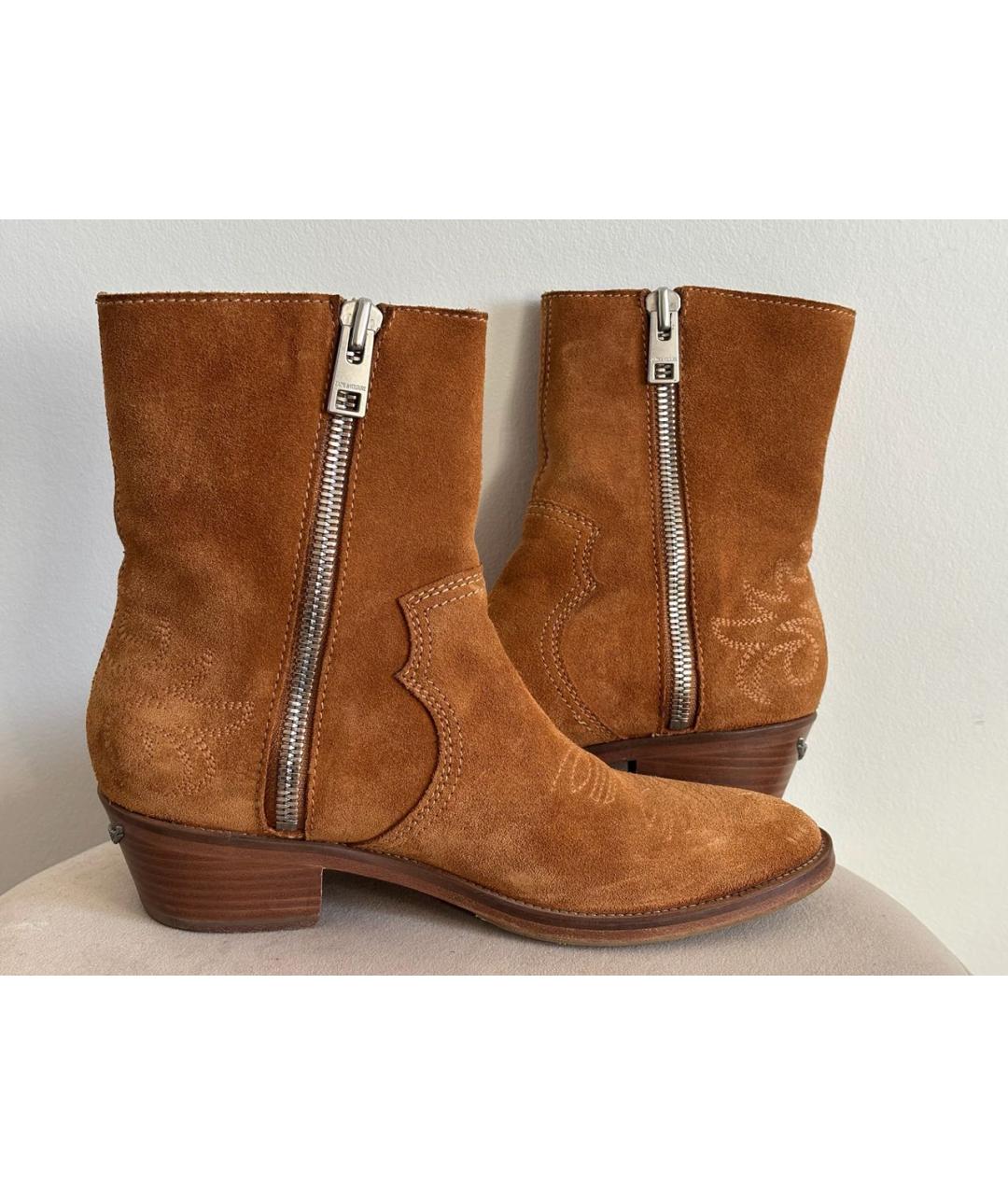 ZADIG & VOLTAIRE Горчичные замшевые сапоги, фото 8