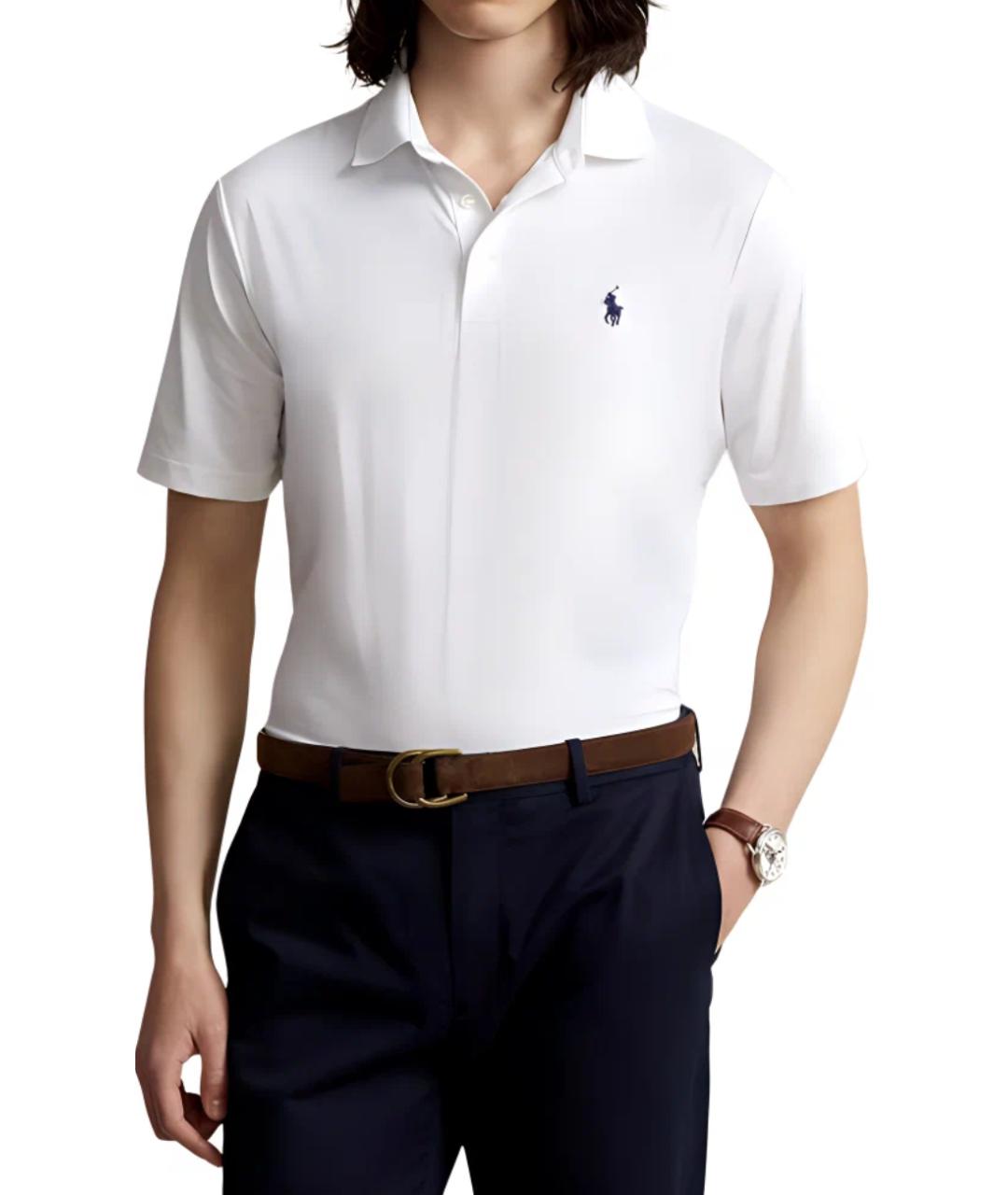 POLO RALPH LAUREN Белое синтетическое поло с коротким рукавом, фото 6