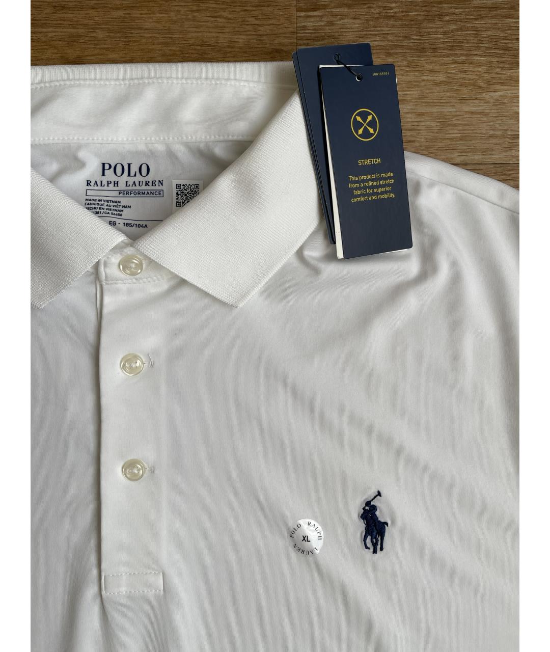 POLO RALPH LAUREN Белое синтетическое поло с коротким рукавом, фото 3