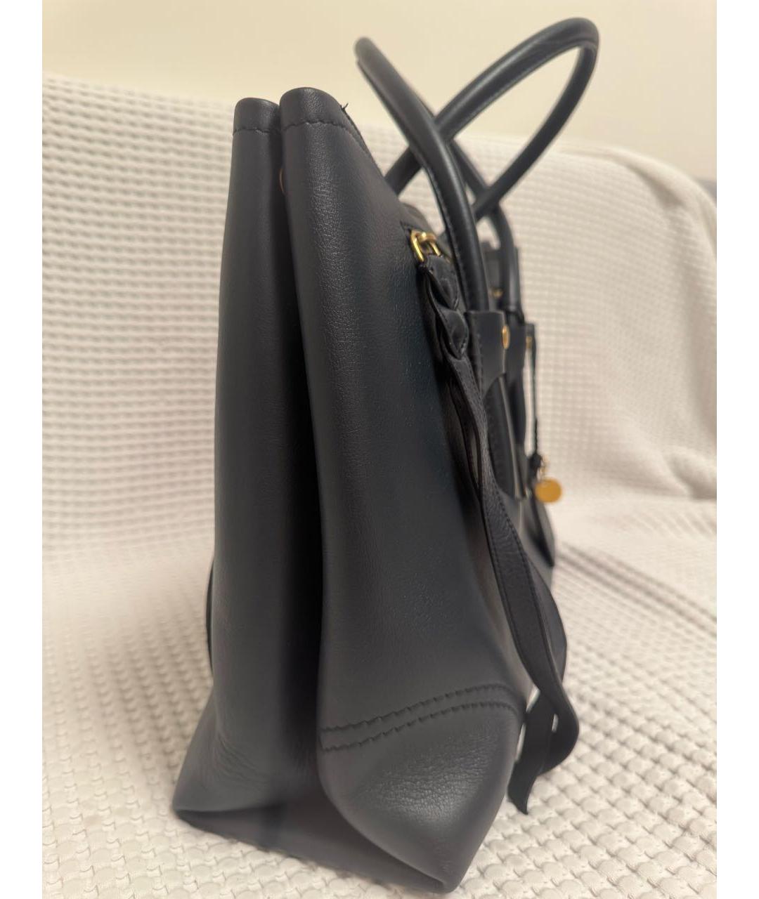 ALEXANDER MCQUEEN Темно-синяя кожаная сумка с короткими ручками, фото 2