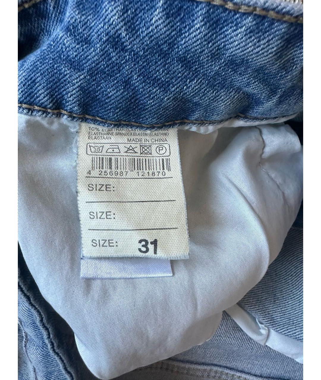 MAISON MARGIELA Голубые хлопковые прямые джинсы, фото 4