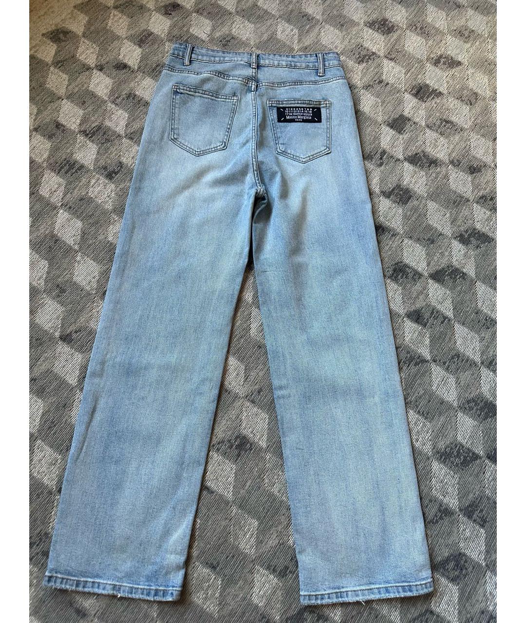 MAISON MARGIELA Голубые хлопковые прямые джинсы, фото 2