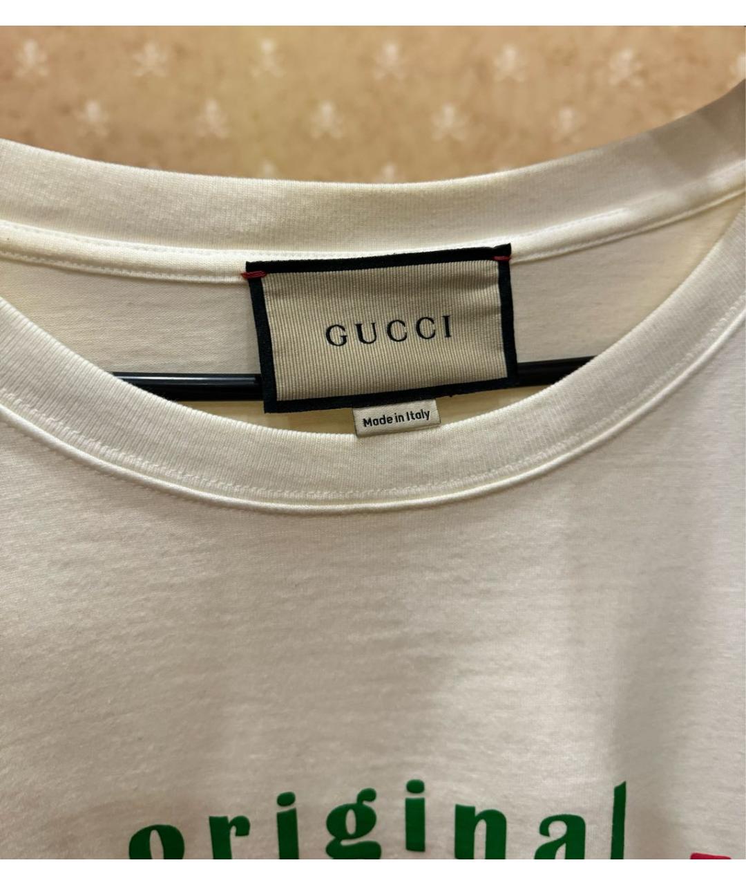 GUCCI Белая хлопковая футболка, фото 7