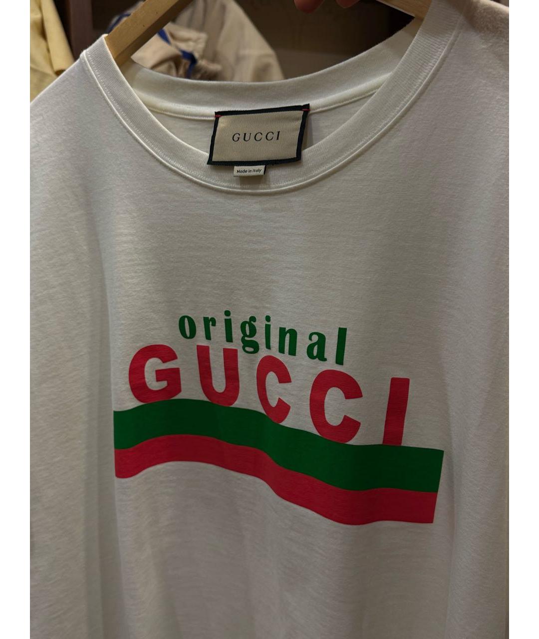 GUCCI Белая хлопковая футболка, фото 4