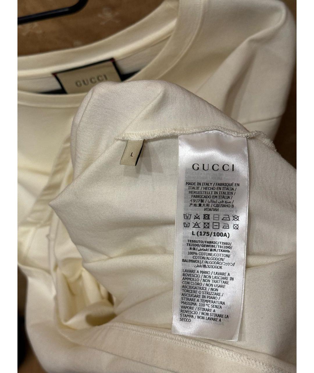 GUCCI Белая хлопковая футболка, фото 6