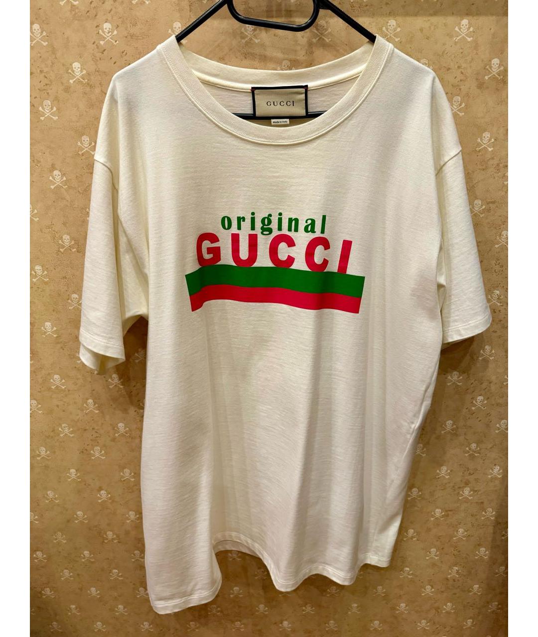 GUCCI Белая хлопковая футболка, фото 8