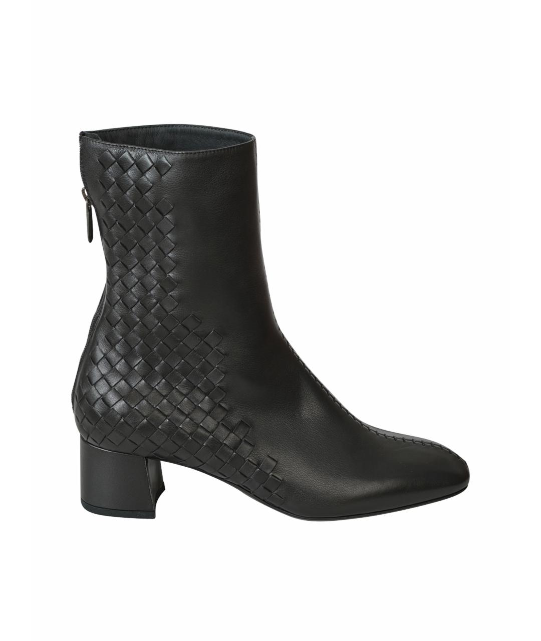 BOTTEGA VENETA Черные кожаные ботильоны, фото 1