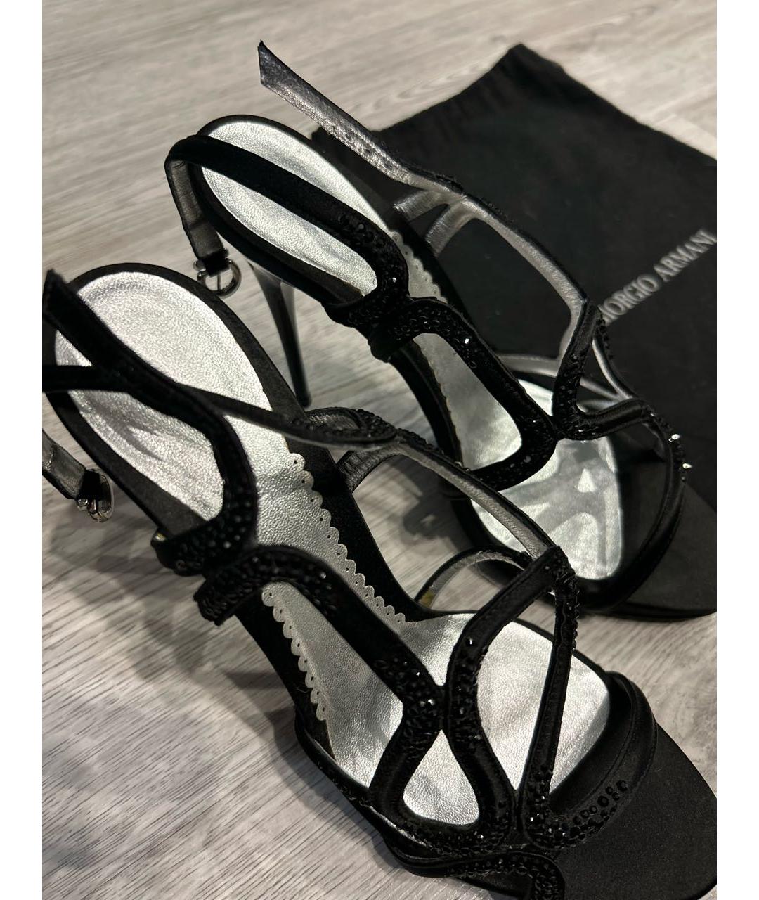 GIORGIO ARMANI Черные кожаные босоножки, фото 2