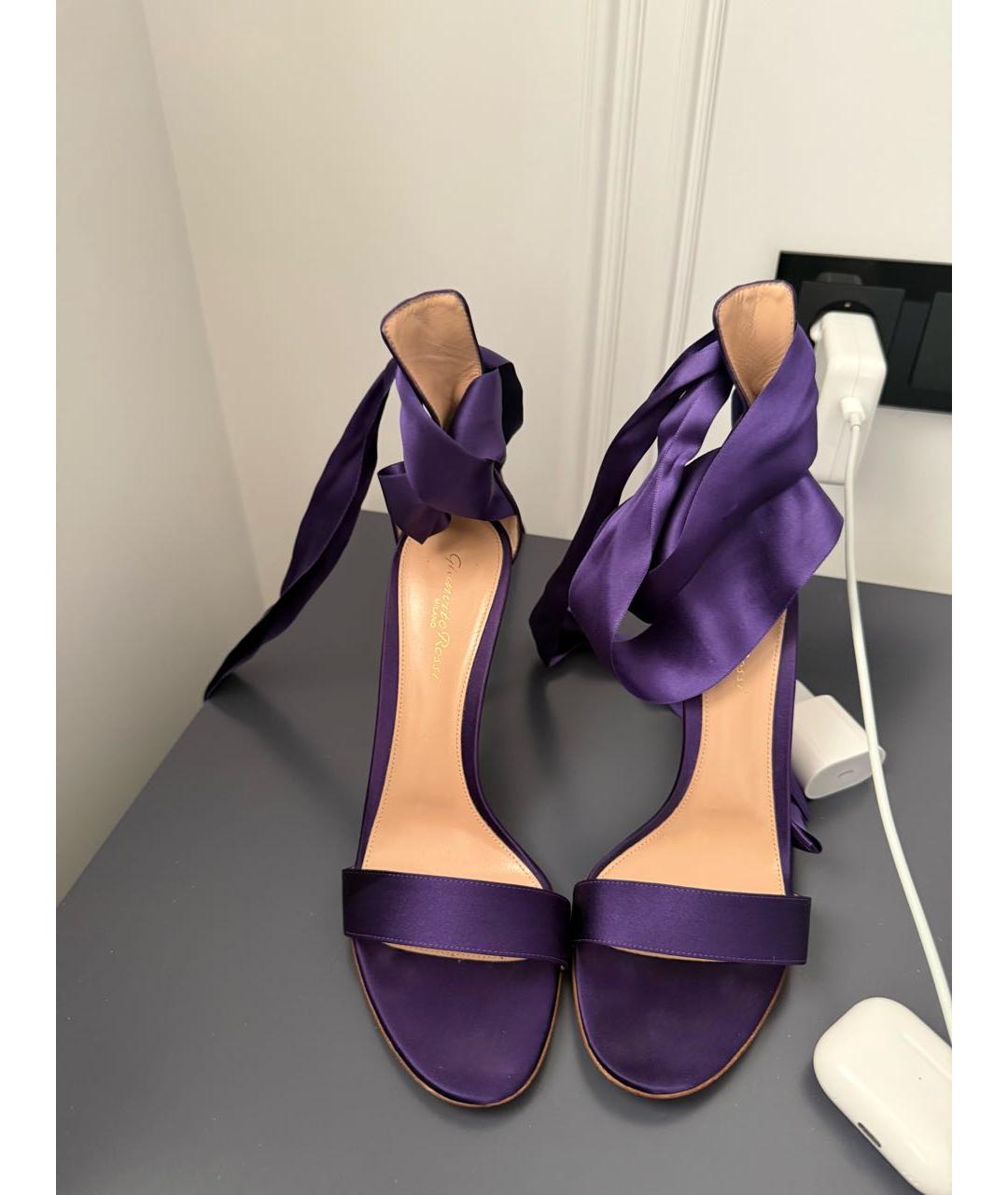 GIANVITO ROSSI Фиолетовые текстильные босоножки, фото 3