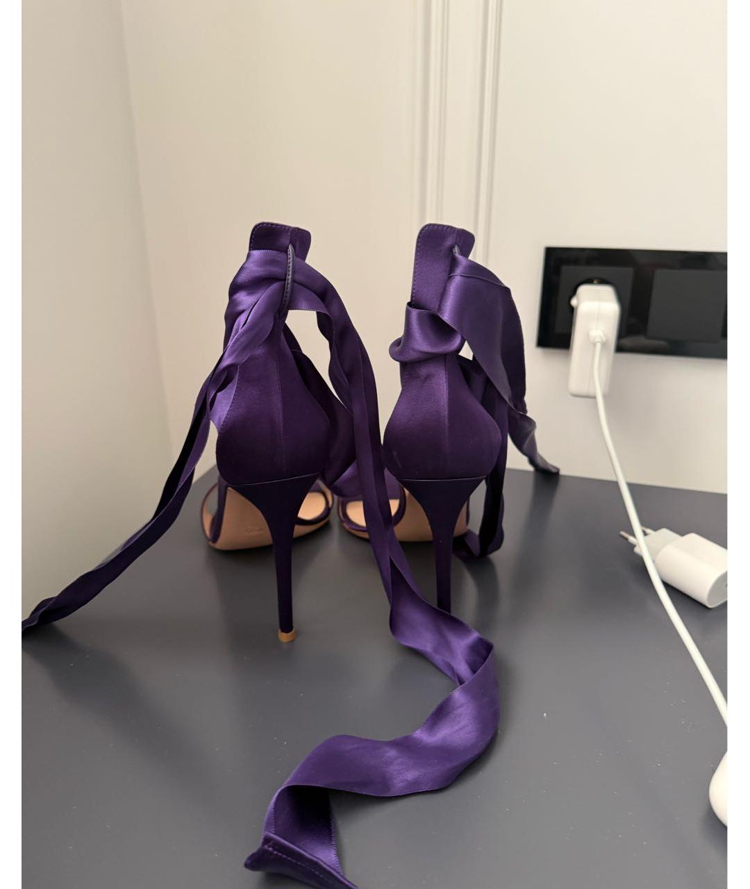 GIANVITO ROSSI Фиолетовые текстильные босоножки, фото 4