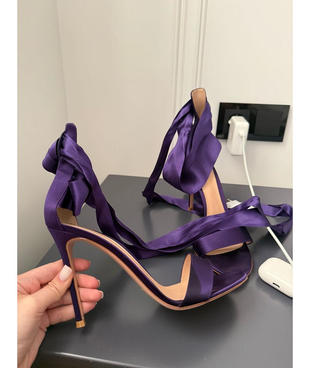 GIANVITO ROSSI Фиолетовые текстильные босоножки, фото 2