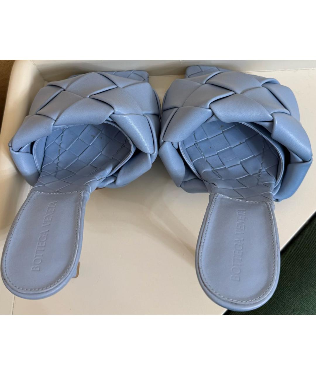 BOTTEGA VENETA Голубые кожаные мюли, фото 3