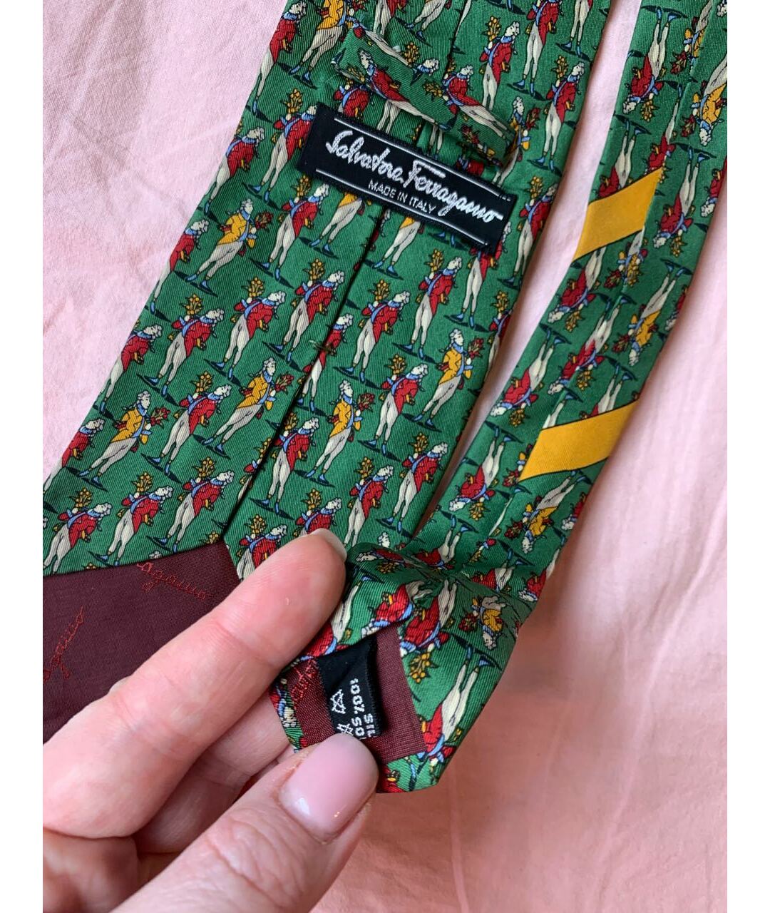 SALVATORE FERRAGAMO Зеленый шелковый галстук, фото 2