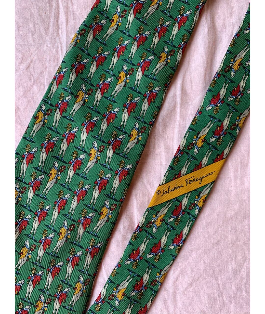 SALVATORE FERRAGAMO Зеленый шелковый галстук, фото 3