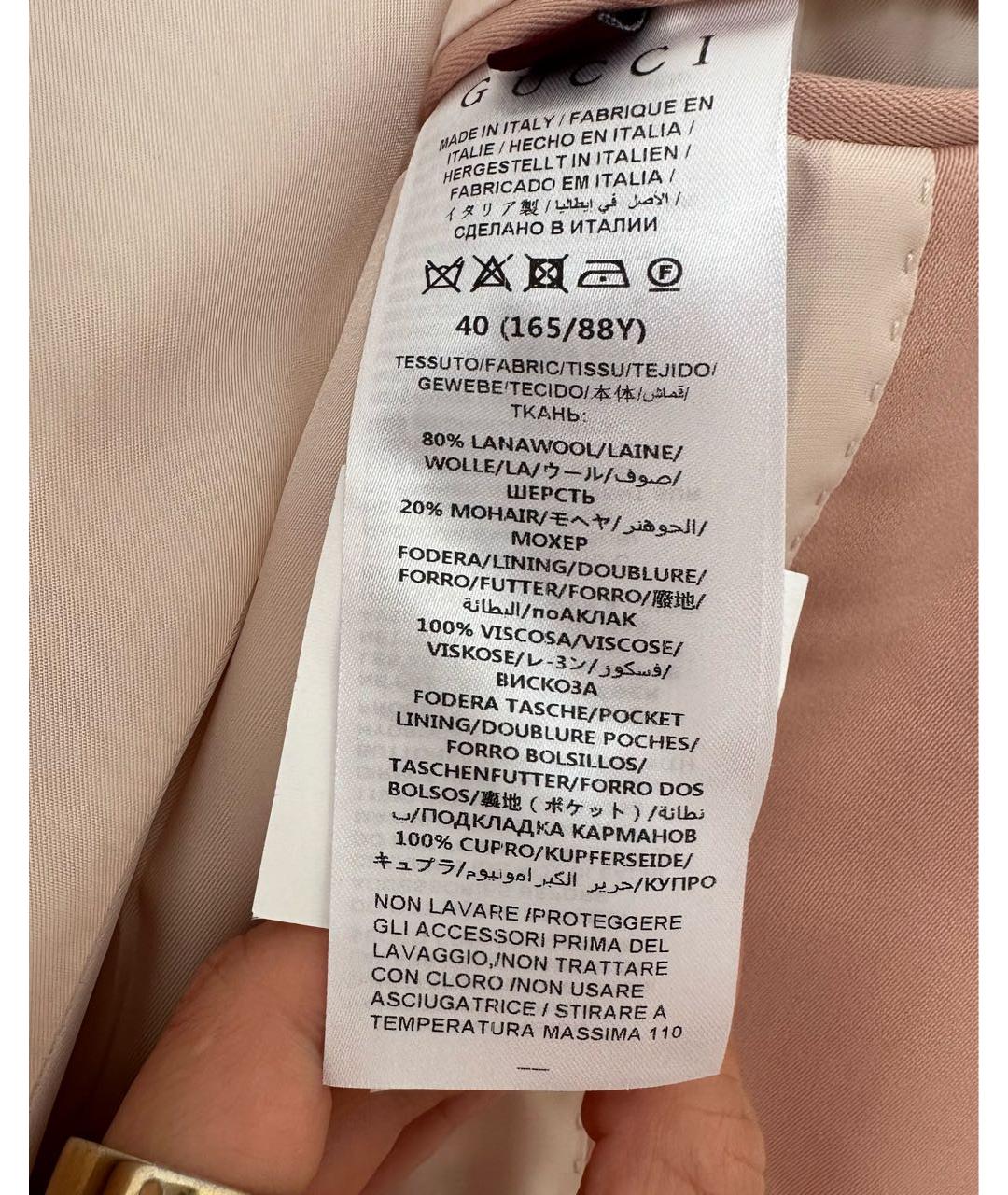 GUCCI Коралловый шерстяной жакет/пиджак, фото 7