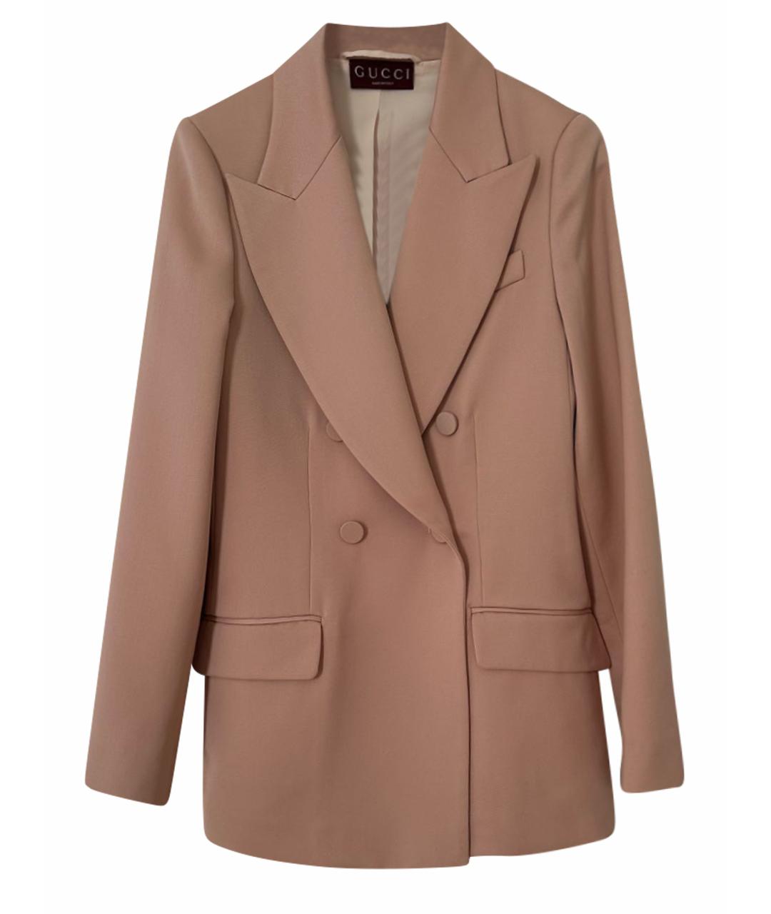 GUCCI Коралловый шерстяной жакет/пиджак, фото 1