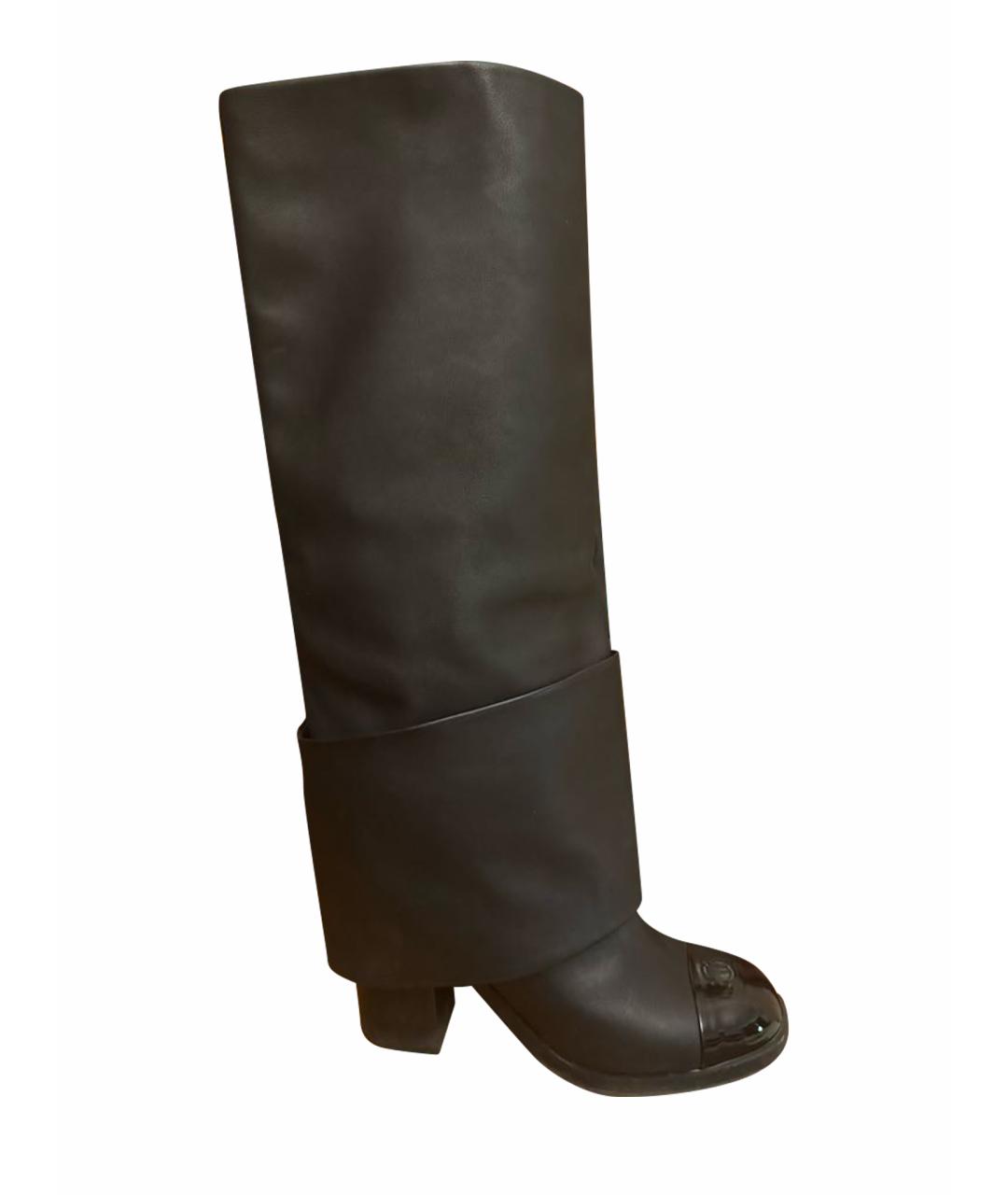 CHANEL Черные кожаные сапоги, фото 1