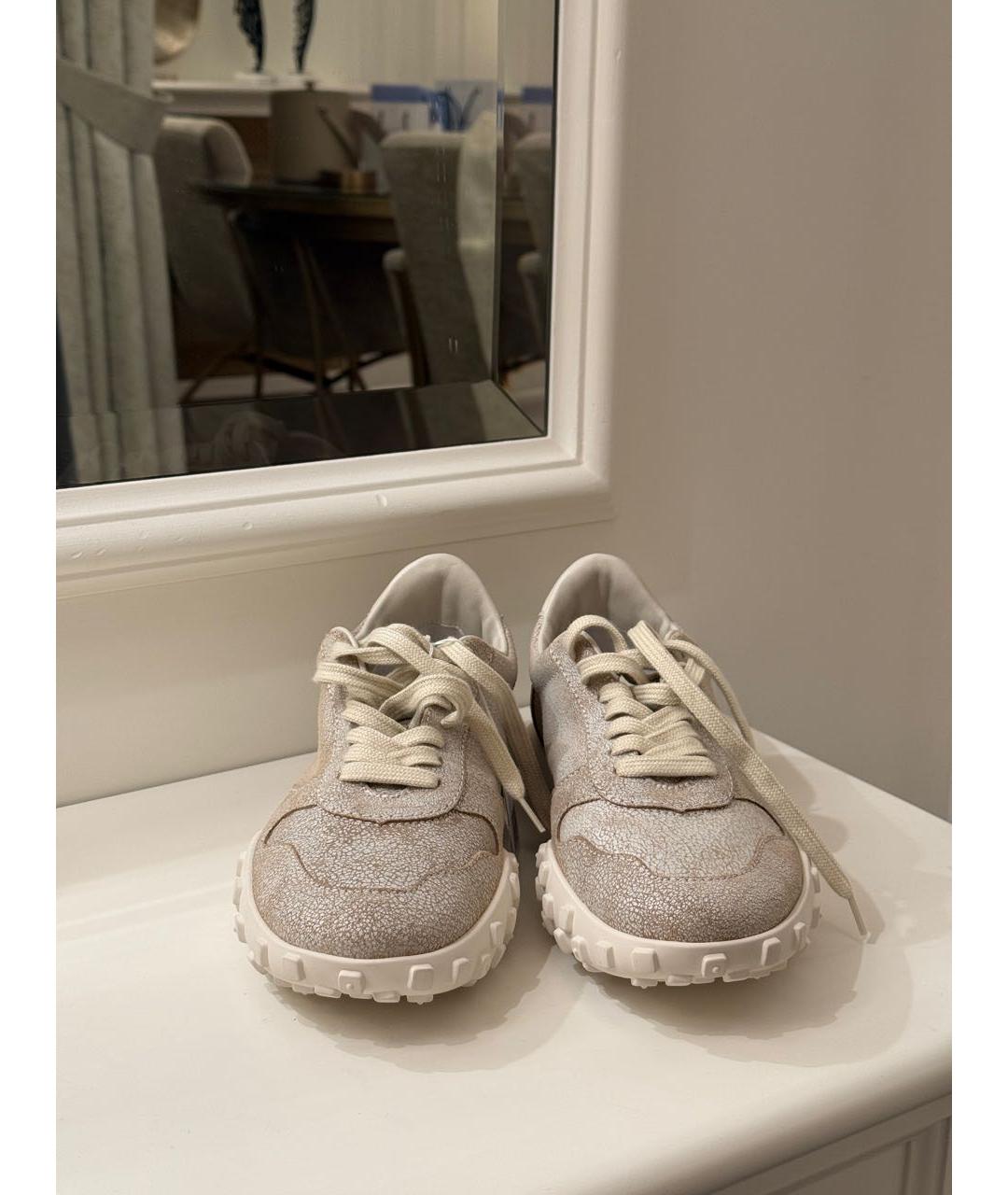 JIL SANDER Бежевые кожаные кроссовки, фото 2