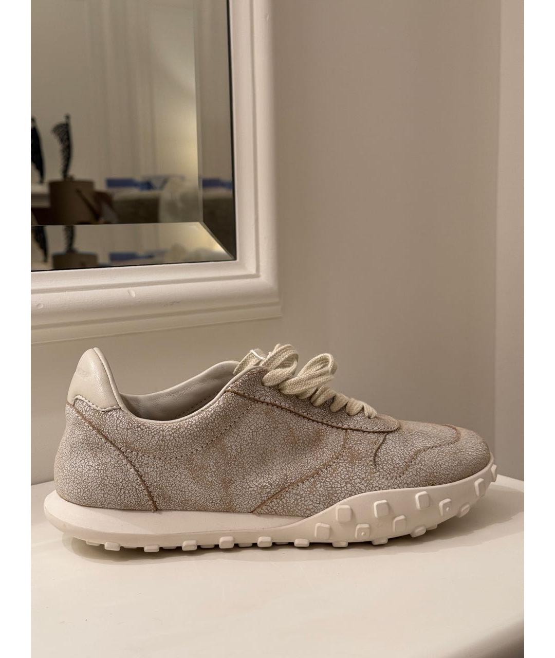 JIL SANDER Бежевые кожаные кроссовки, фото 8