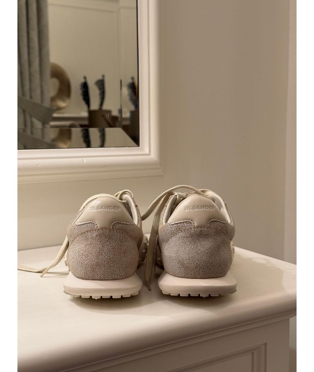 JIL SANDER Бежевые кожаные кроссовки, фото 4