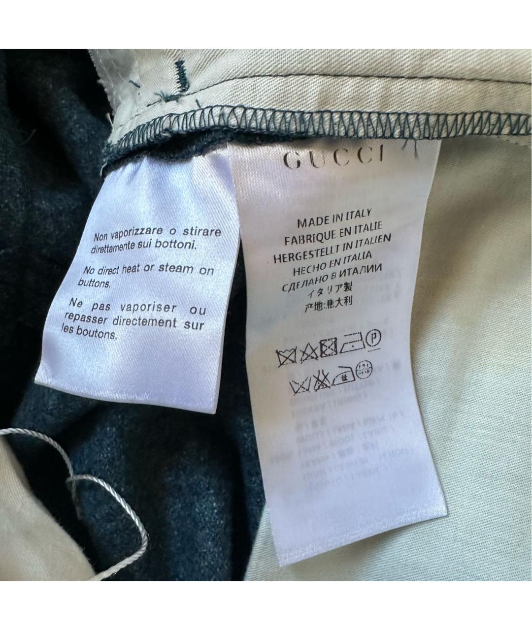 GUCCI Зеленые шерстяные брюки узкие, фото 5
