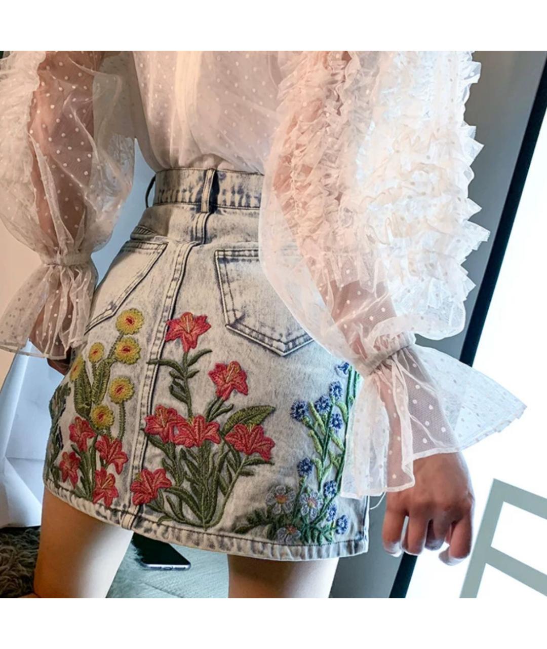 GUCCI Голубая юбка мини, фото 7