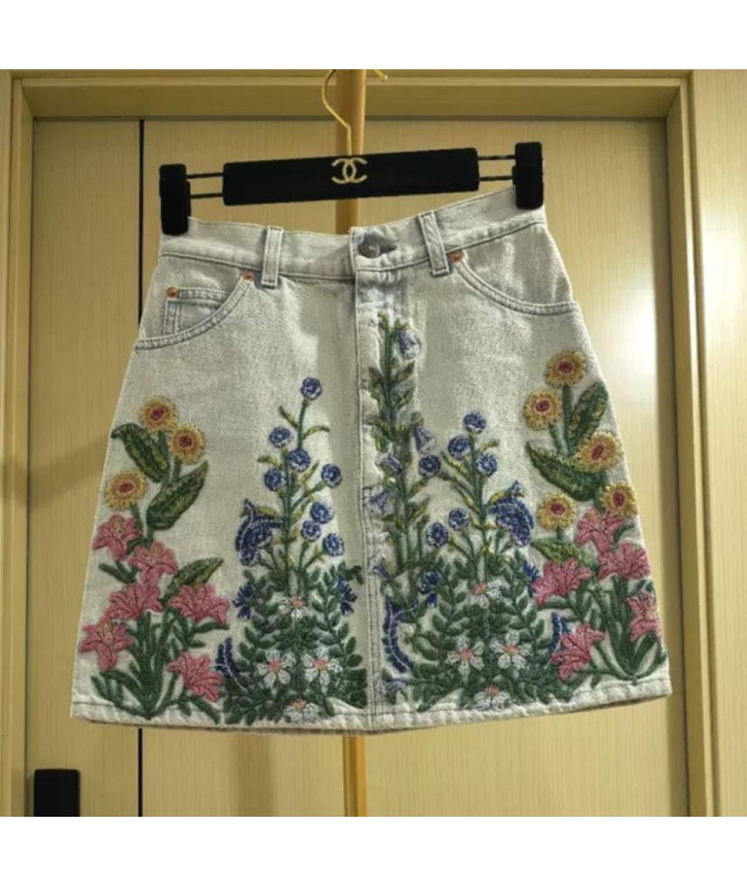 GUCCI Голубая юбка мини, фото 9