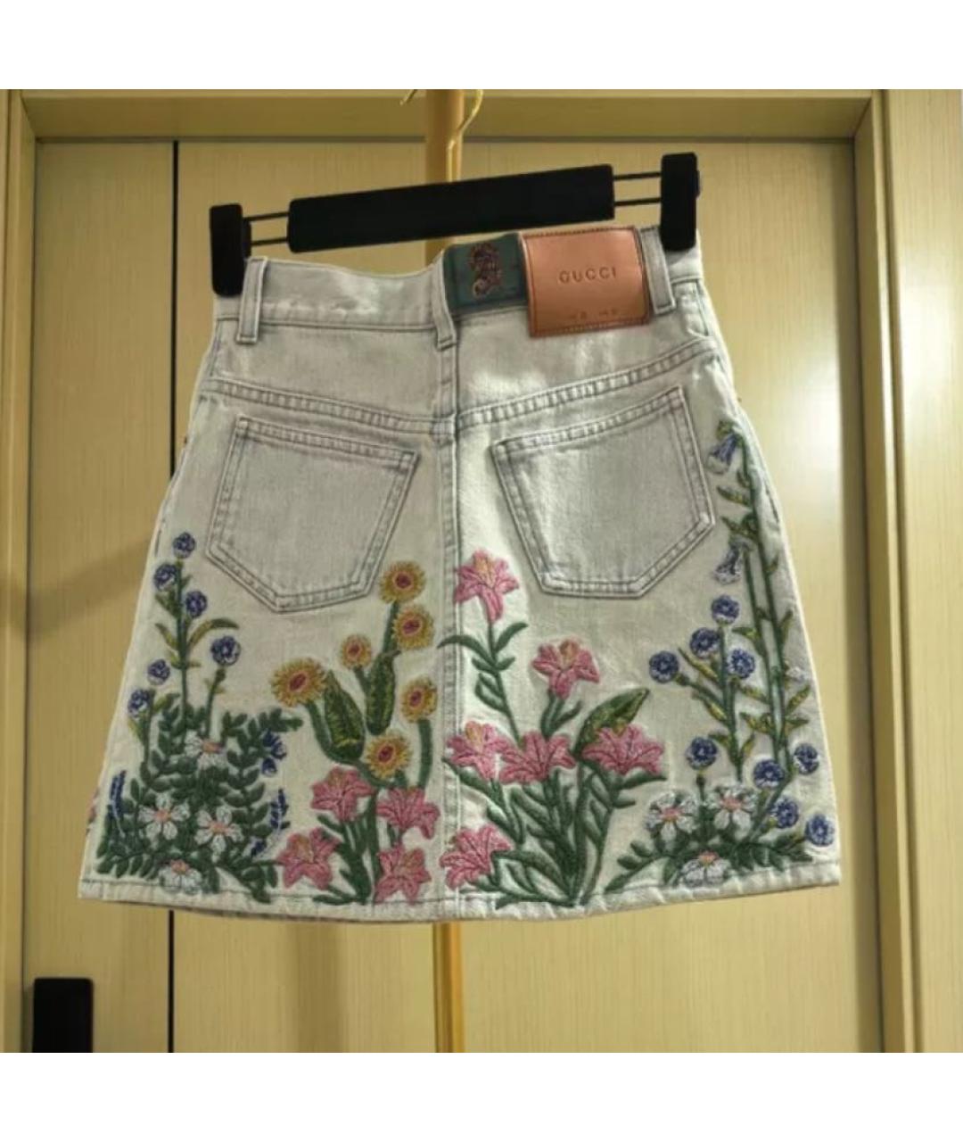 GUCCI Голубая юбка мини, фото 6