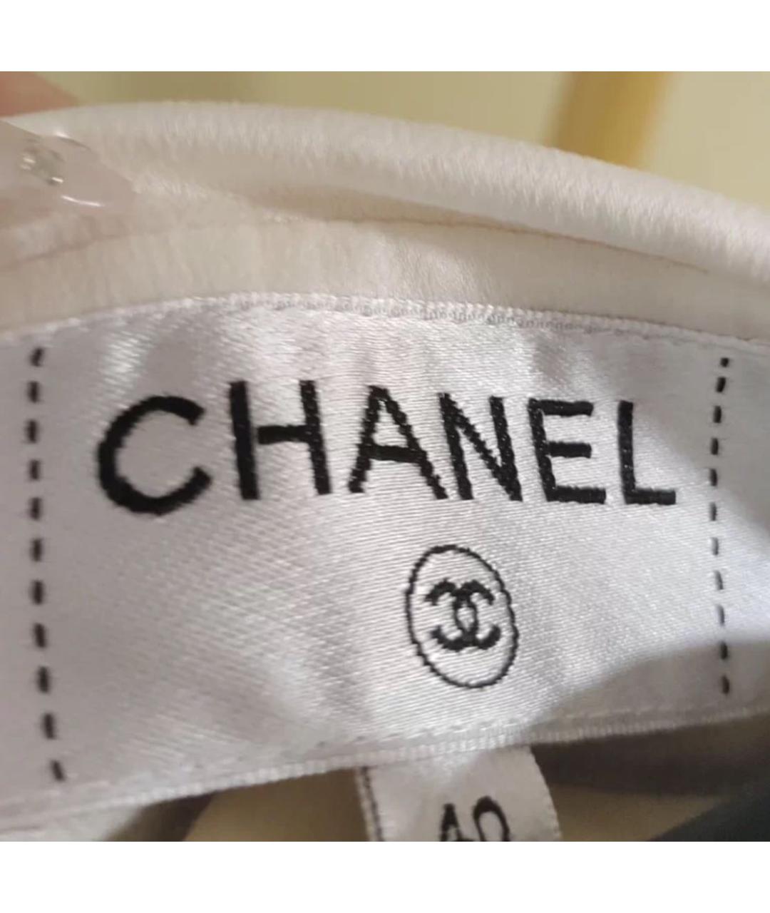 CHANEL Белая шелковая блузы, фото 4