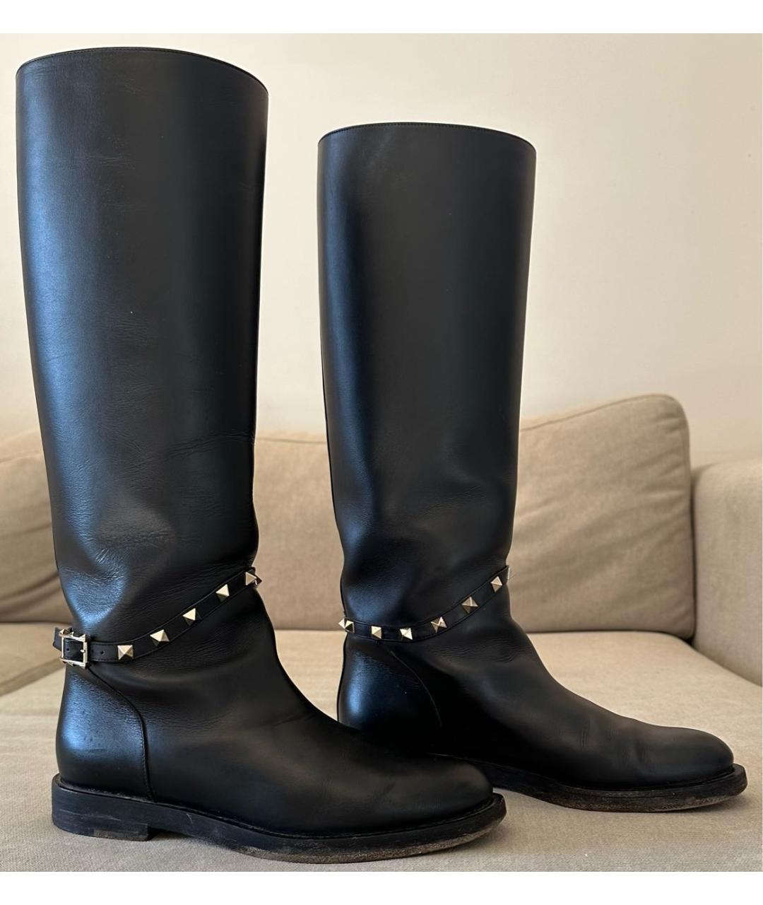 VALENTINO Черные кожаные сапоги, фото 9