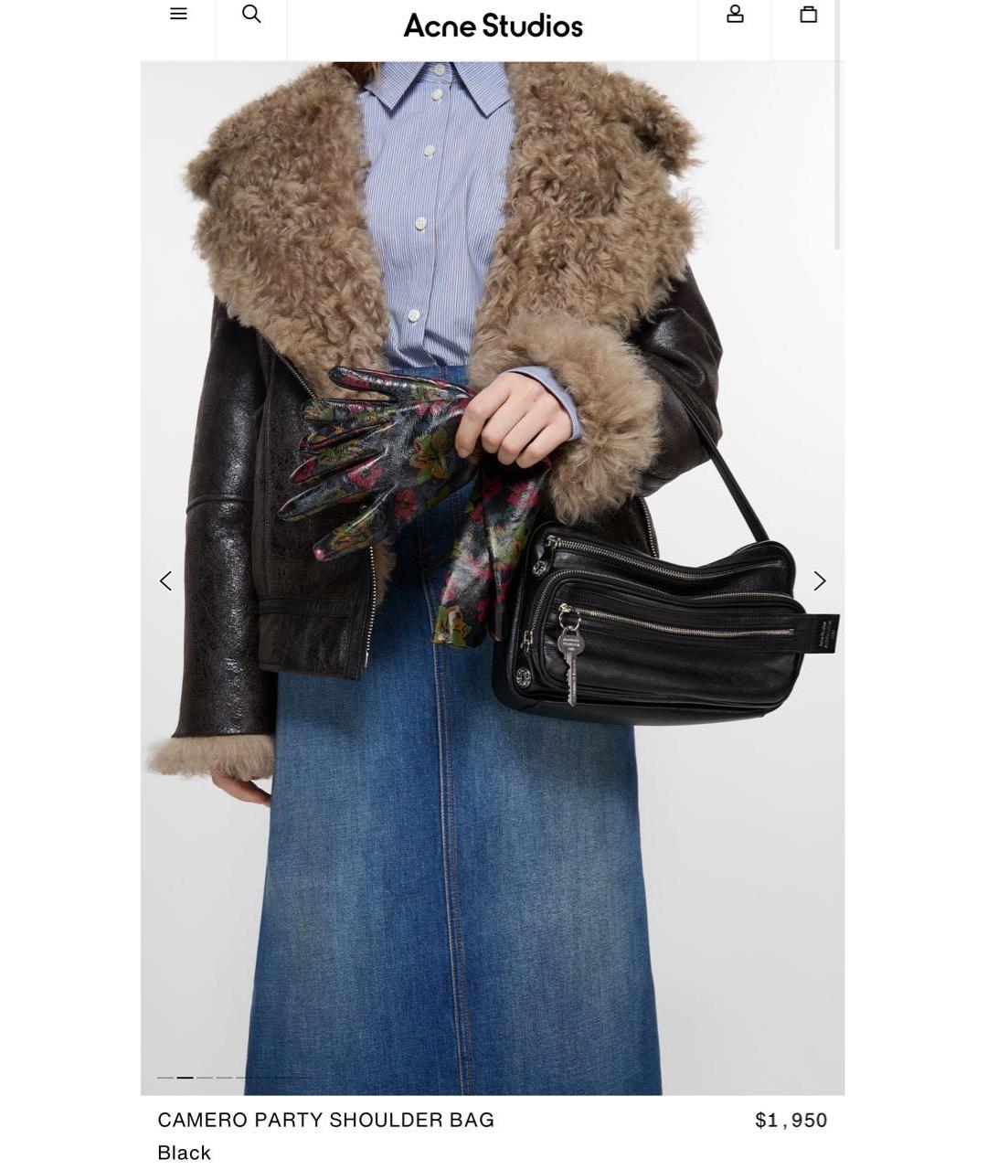 ACNE STUDIOS Черная кожаная сумка через плечо, фото 5