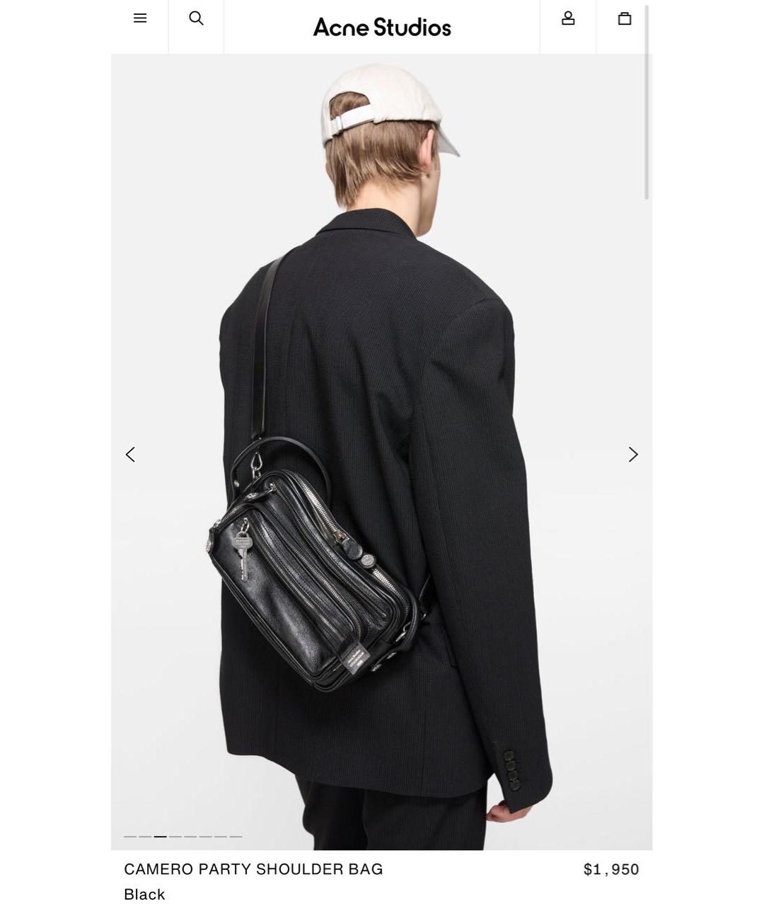 ACNE STUDIOS Черная кожаная сумка через плечо, фото 6