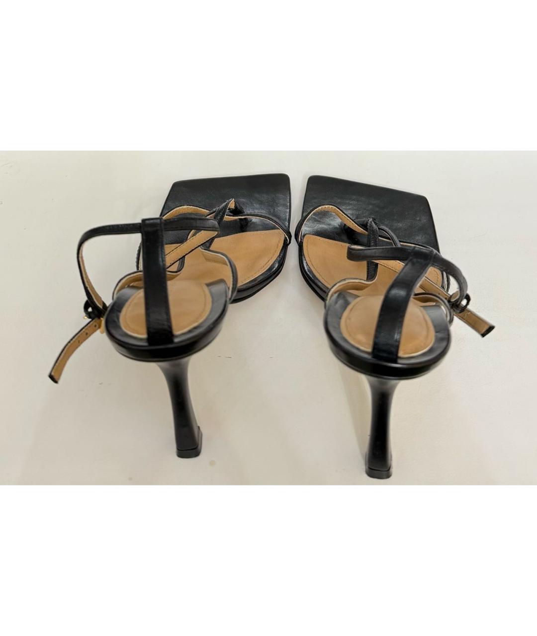 BOTTEGA VENETA Черные кожаные босоножки, фото 3