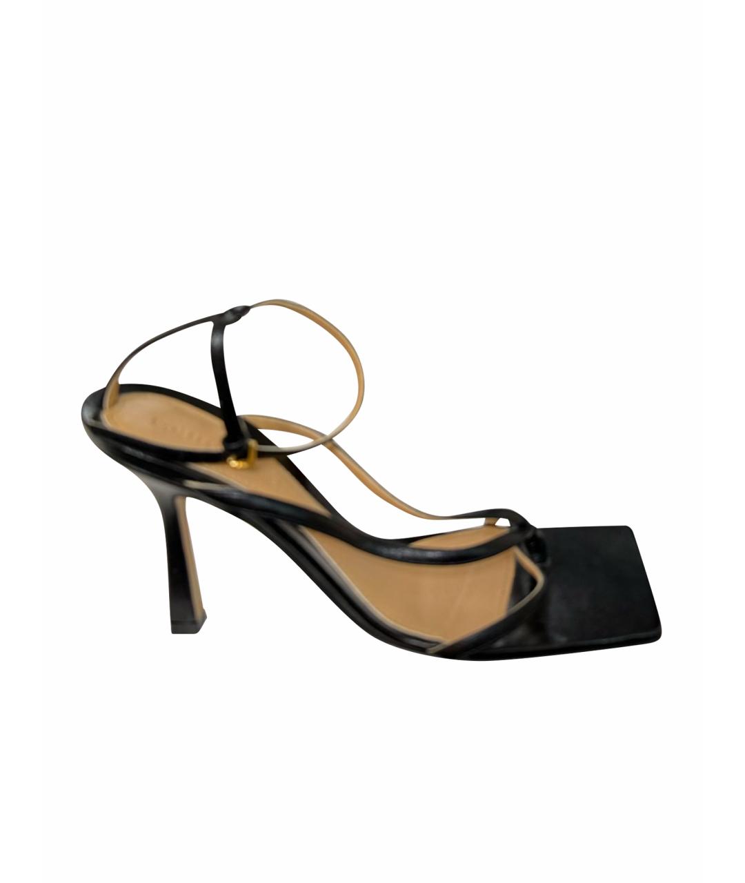 BOTTEGA VENETA Черные кожаные босоножки, фото 1