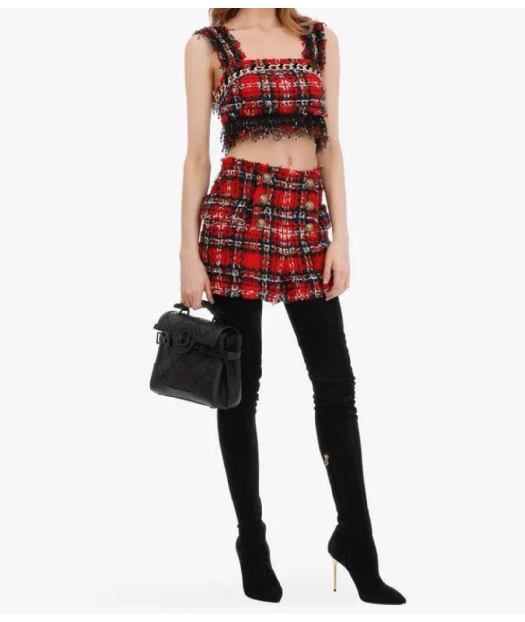 BALMAIN Красные твидовые шорты, фото 2
