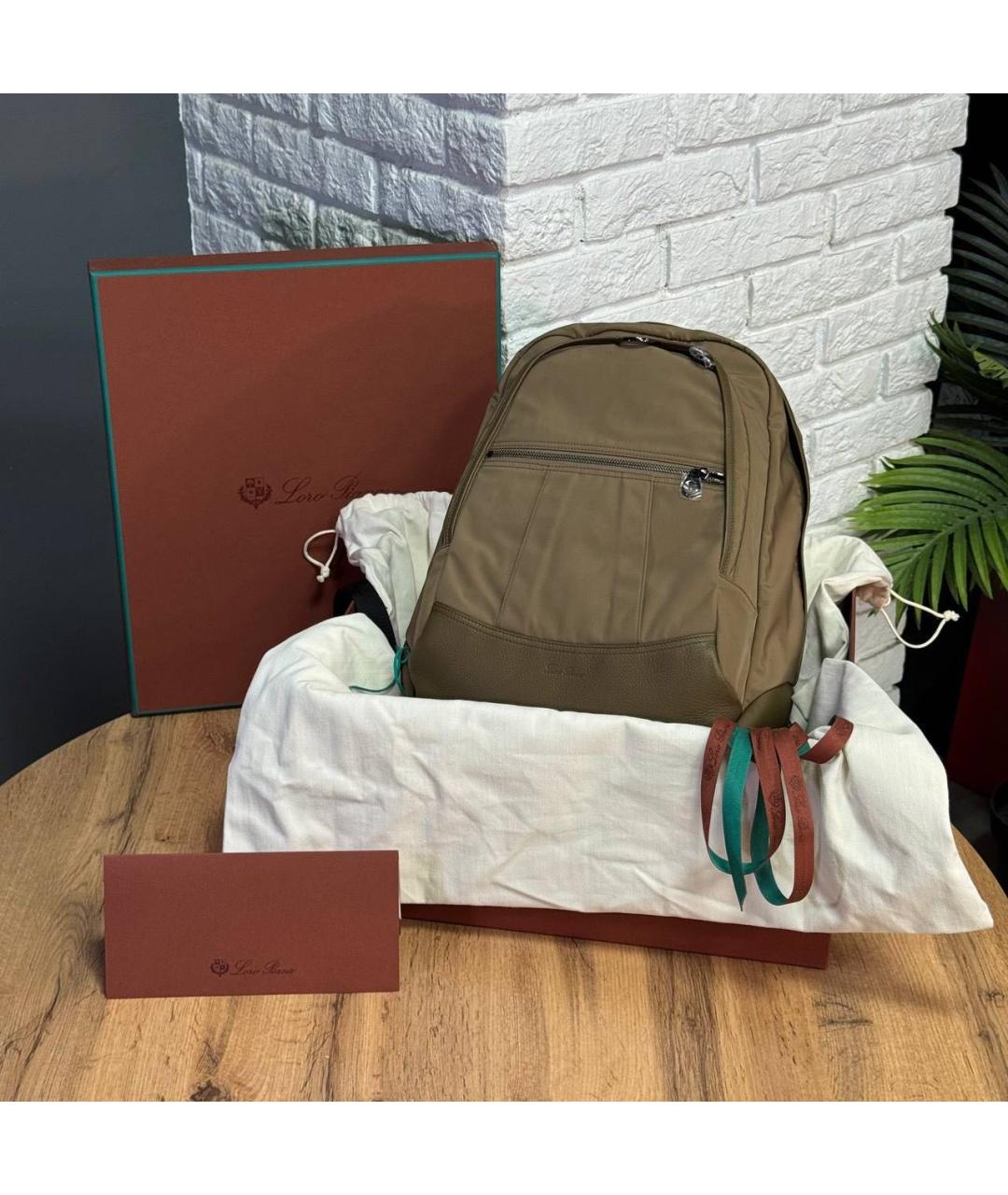 LORO PIANA Хаки рюкзак, фото 2