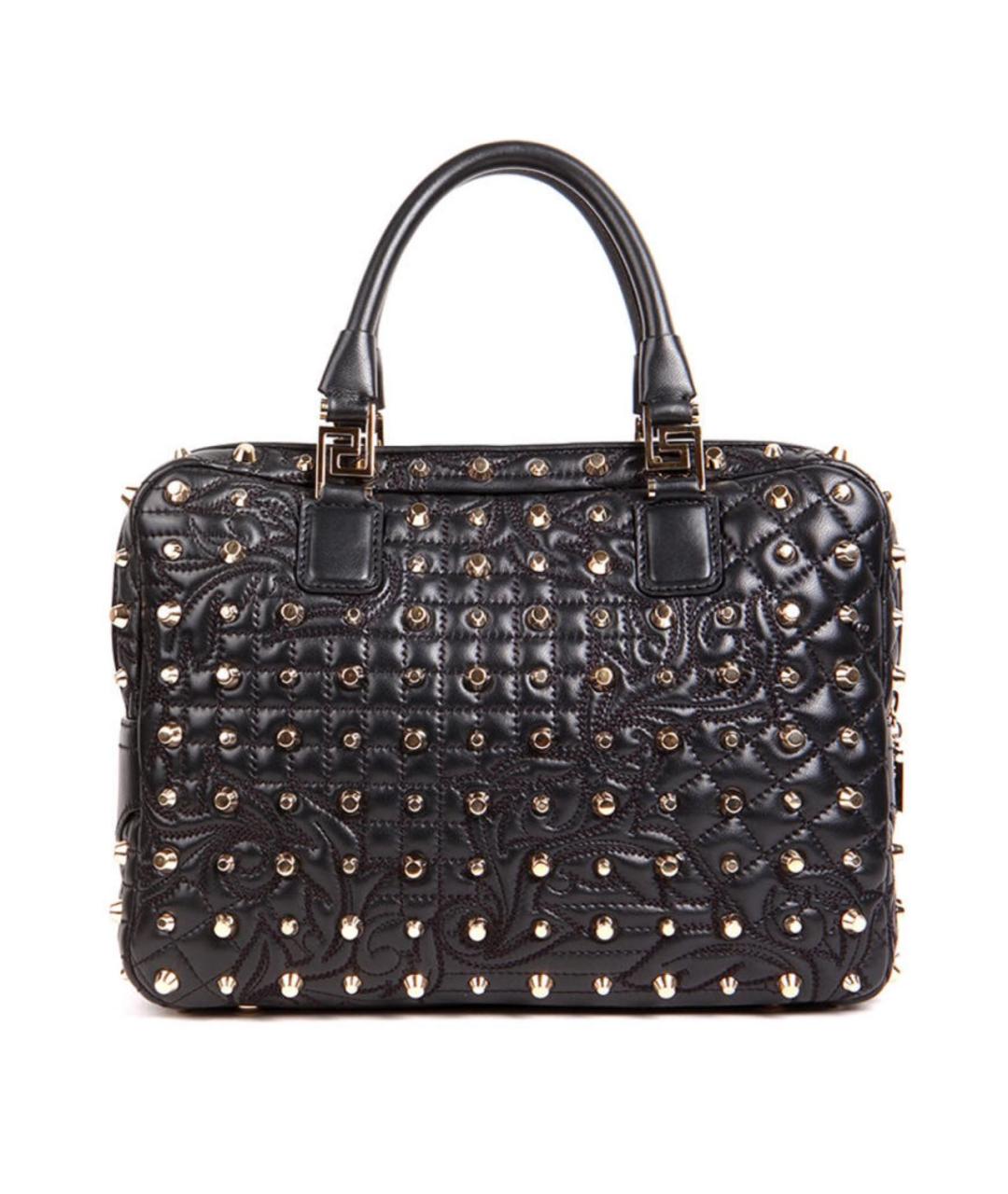 VERSACE Черная кожаная сумка тоут, фото 3