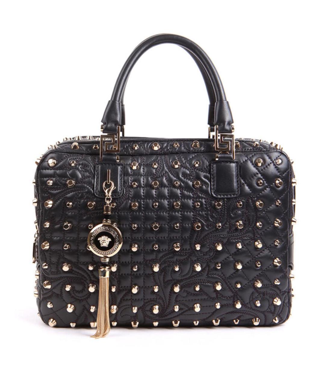 VERSACE Черная кожаная сумка тоут, фото 7