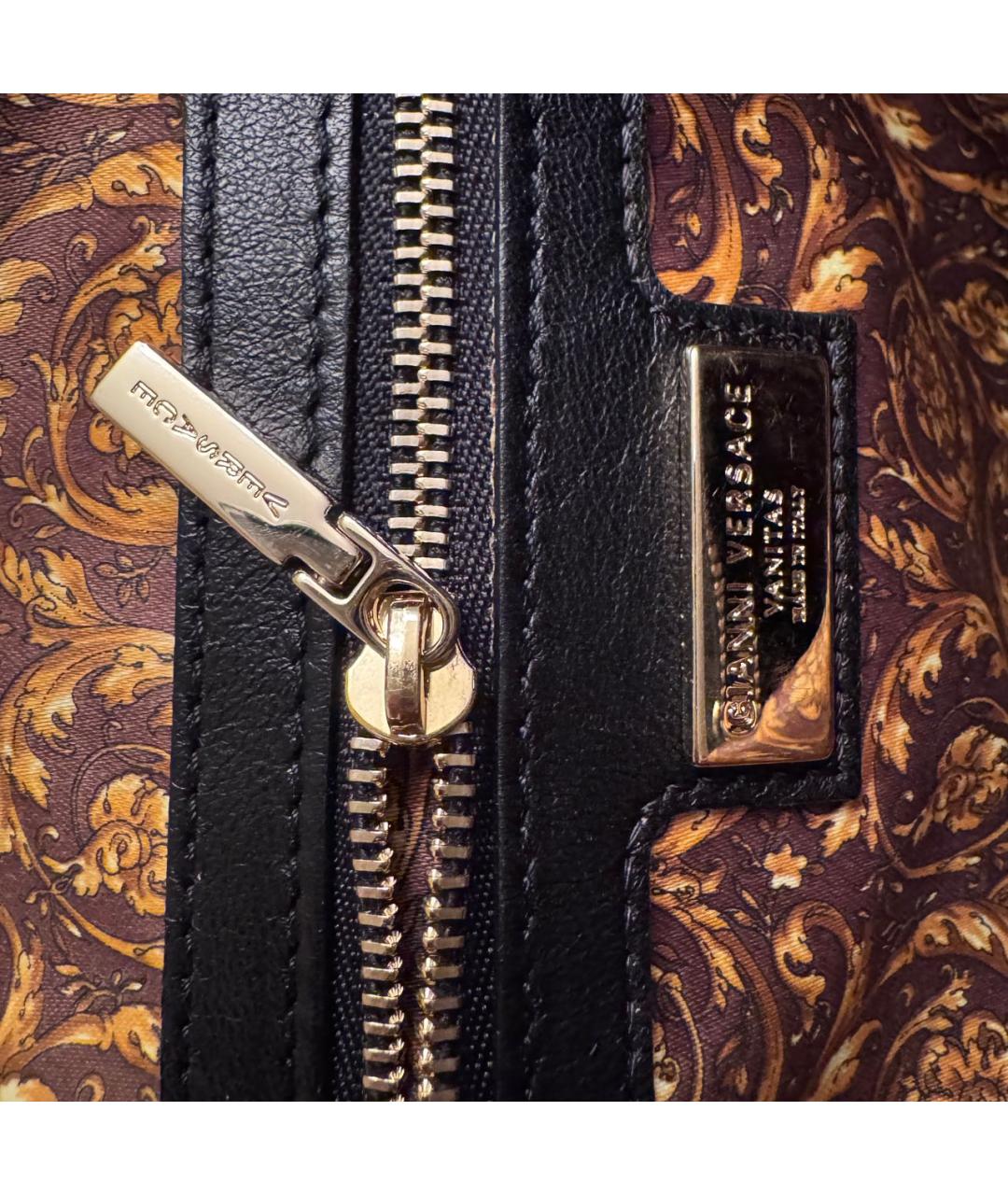 VERSACE Черная кожаная сумка тоут, фото 7