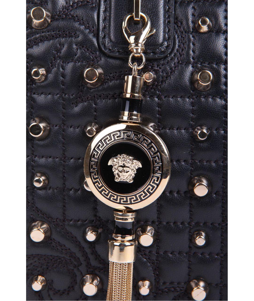 VERSACE Черная кожаная сумка тоут, фото 5