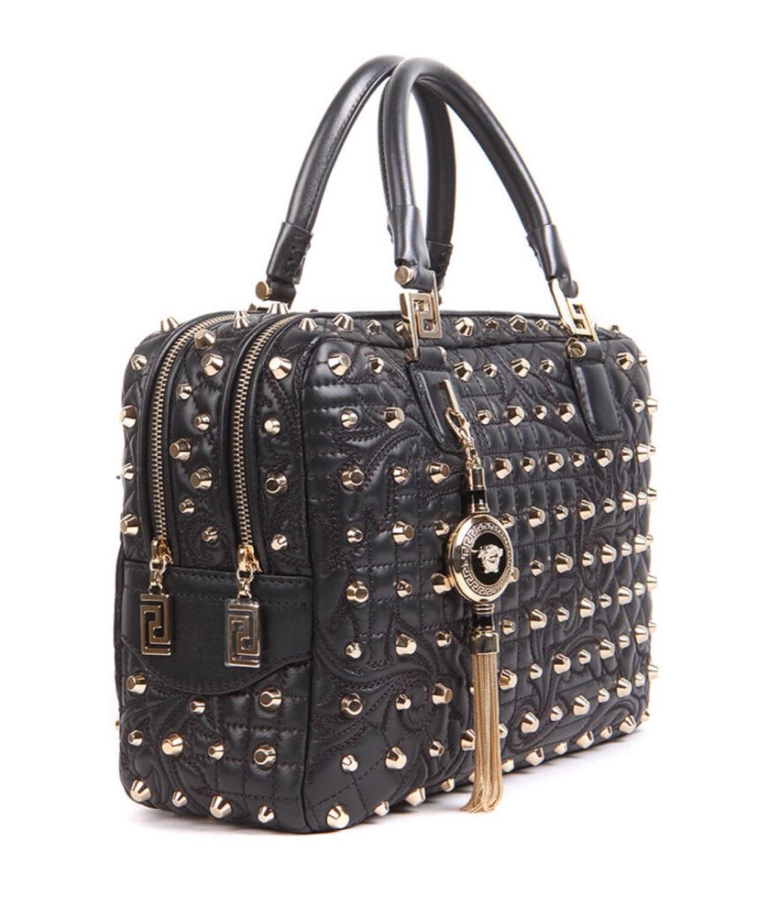 VERSACE Черная кожаная сумка тоут, фото 2