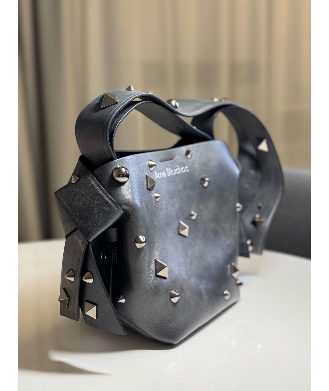 ACNE STUDIOS Антрацитовая кожаная сумка через плечо, фото 3