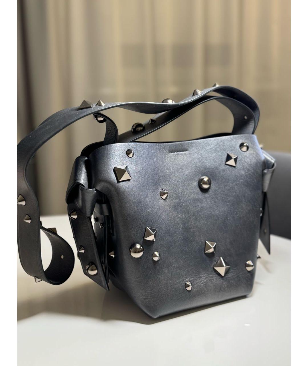 ACNE STUDIOS Антрацитовая кожаная сумка через плечо, фото 4