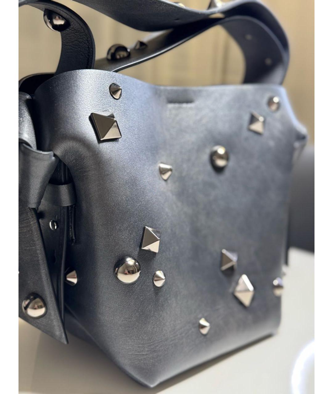 ACNE STUDIOS Антрацитовая кожаная сумка через плечо, фото 5