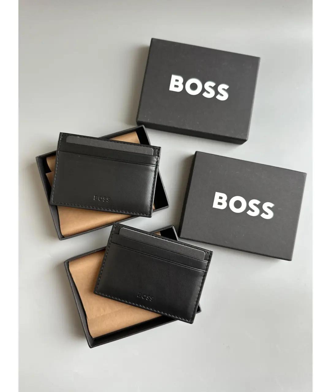 HUGO BOSS Черная кожаная визитница, фото 4