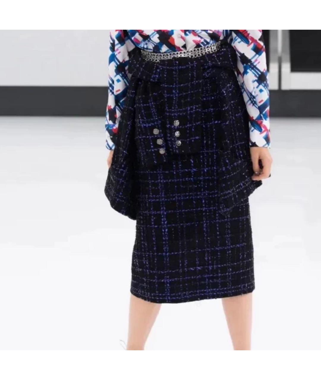 CHANEL Синяя твидовая юбка макси, фото 6