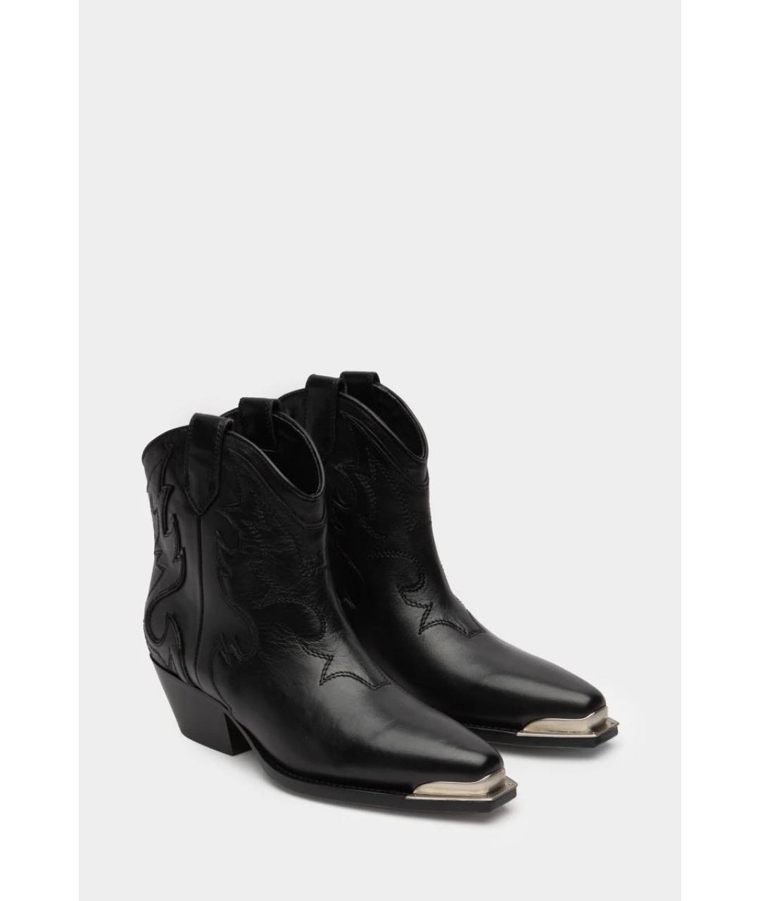 MAX MARA Черные кожаные полусапоги, фото 2