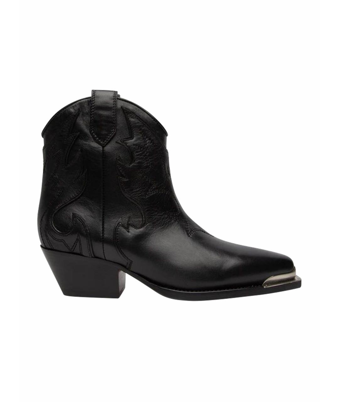 MAX MARA Черные кожаные полусапоги, фото 1